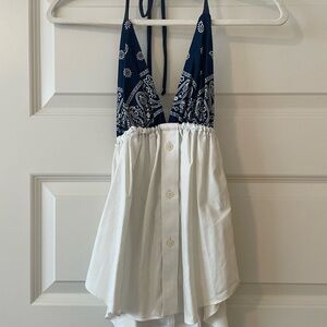 Free people Navy and White Halter Top